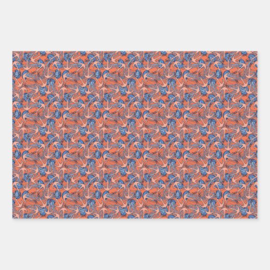 Feuille De Papier Cadeau Ancre Et Motif De Méduse (Devant 2)