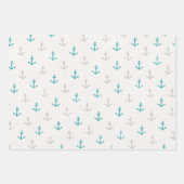 Feuille De Papier Cadeau Ancres de bande d'aquarelle marine (Devant 3)