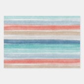 Feuille De Papier Cadeau Ancres de bande d'aquarelle marine (Devant)