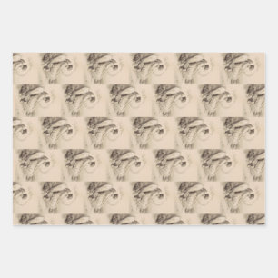 Feuille De Papier Cadeau ange chrétien assis sur une pierre