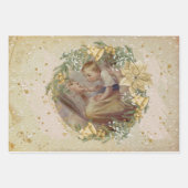 Feuille De Papier Cadeau Ange Noël Mère et enfant (Devant)