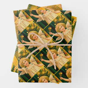Feuille De Papier Cadeau Ange sonnant la cloche pour Noël