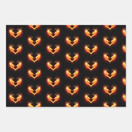 Feuille De Papier Cadeau Angel Fire Heart with Wings (Devant)