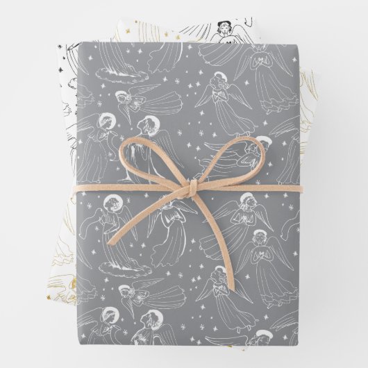 Feuille De Papier Cadeau angels pattern | set III (En situation)