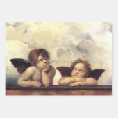 Feuille De Papier Cadeau ANGES / Cherubs ailés, Nuages Raffaello Sanzio (Devant)