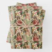 Feuille De Papier Cadeau Anges de Noël Vintage (En situation)