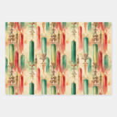 Feuille De Papier Cadeau Anges et fleurs de Noël rétro (Devant 2)