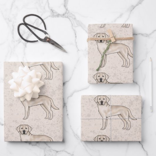 Feuille De Papier Cadeau Anglais Cream Labrador Retriever Lab Motif de chie (Recto)