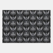 Feuille De Papier Cadeau Angle De Tatouage Noir Et Argent (Devant)