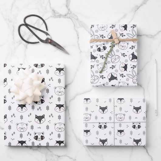 Feuille De Papier Cadeau Animal Cute Illustration (Recto)