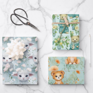 Feuille De Papier Cadeau Animaux Bébés