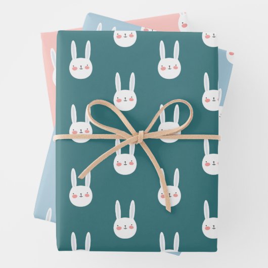 Feuille De Papier Cadeau Animaux colorés mignons Pastel Minimal (En situation)