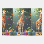 Feuille De Papier Cadeau Animaux de fête : Giraffes | (Devant 3)