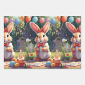 Feuille De Papier Cadeau Animaux de fête : lapins v1 | (Devant 2)