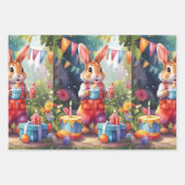 Feuille De Papier Cadeau Animaux de fête : lapins v1 | (Devant)