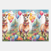 Feuille De Papier Cadeau Animaux de fête : Llamas v1 | (Devant 3)