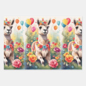 Feuille De Papier Cadeau Animaux de fête : Llamas v1 | (Devant 2)