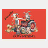 Feuille De Papier Cadeau Animaux de la ferme de dessin animé. Modifiable x  (Devant 2)