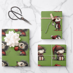 Feuille De Papier Cadeau animaux de Noël fantaisistes