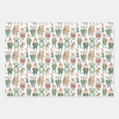 Feuille De Papier Cadeau Animaux d'hiver de Noël en pulls (Devant)