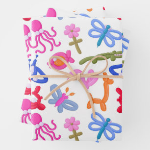 Feuille De Papier Cadeau Animaux en Ballon Mignons Motif Coloré pour Enfant