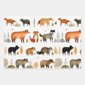 Feuille De Papier Cadeau Animaux forestiers (Devant)