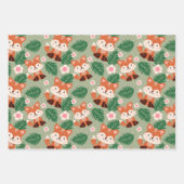 Feuille De Papier Cadeau Animaux forestiers de bois Fox Floral Anniversaire (Devant)