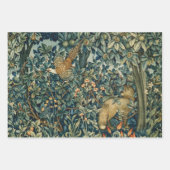 Feuille De Papier Cadeau ANIMAUX FORESTIERS faisan, Fox, Lion, Lièvre, Vert (Devant 2)