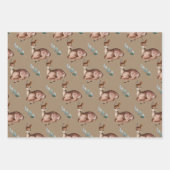 Feuille De Papier Cadeau Animaux rustiques d'hiver Kraft Chouette renard ro (Devant 3)