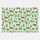 Feuille De Papier Cadeau Animaux Sauvages Dans La Forêt Loup De Sanglier (Devant)