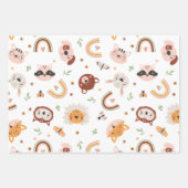 Feuille De Papier Cadeau Animaux sauvages mignons (Devant 2)