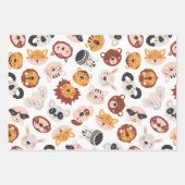 Feuille De Papier Cadeau Animaux sauvages mignons (Devant)