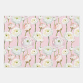 Feuille De Papier Cadeau Anniversaire Abstrait Floral Rayures Blanches Carr (Devant 3)