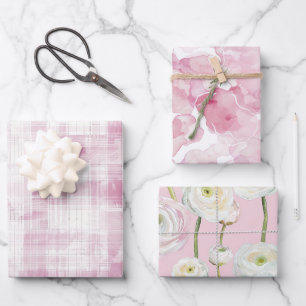 Feuille De Papier Cadeau Anniversaire Abstrait Floral Rayures Blanches Carr