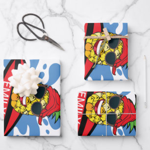 Feuille De Papier Cadeau Anniversaire amusant de surf ananas