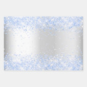 Feuille De Papier Cadeau Anniversaire argent bleu clair confetti nom étince (Devant 2)