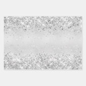 Feuille De Papier Cadeau Anniversaire argent confetti scintillant nom éléga (Devant 2)