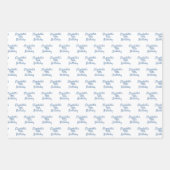 Feuille De Papier Cadeau Anniversaire bleu pâle nom blanc (Devant 2)