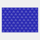 Feuille De Papier Cadeau Anniversaire bleu royal blanc (Devant)