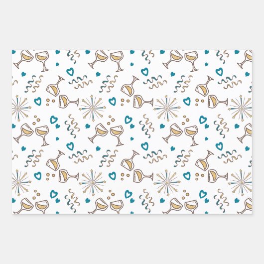 Feuille De Papier Cadeau Anniversaire Célébration Motif Blue/Gold ID723 (Devant)