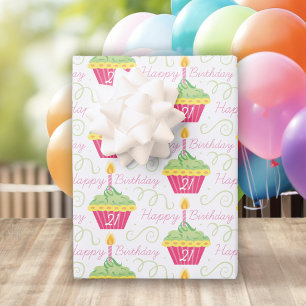 Feuille De Papier Cadeau Anniversaire de Cupcake