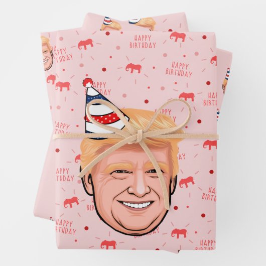 FEUILLE DE PAPIER CADEAU ANNIVERSAIRE DE DONALD TRUMP (En situation)