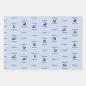 Feuille De Papier Cadeau Anniversaire de enfant de bleuets doux (Devant 3)