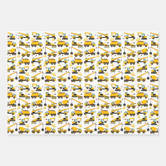 Feuille De Papier Cadeau Anniversaire de enfant de construction mignon (Devant)