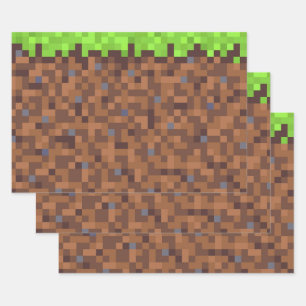Feuille De Papier Cadeau Anniversaire de gamer à gazon pixel