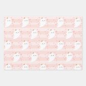Feuille De Papier Cadeau Anniversaire de Kawaii Ghost Pink Halloween (Devant)