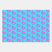 Feuille De Papier Cadeau Anniversaire de la Piscine Rose (Devant 2)