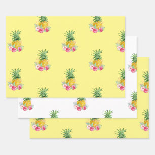 Feuille De Papier Cadeau Anniversaire de l'Aloha Tropical Pineappical Hawai