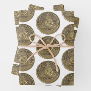 Feuille De Papier Cadeau Anniversaire de rétablissement sobre AA sur pièce