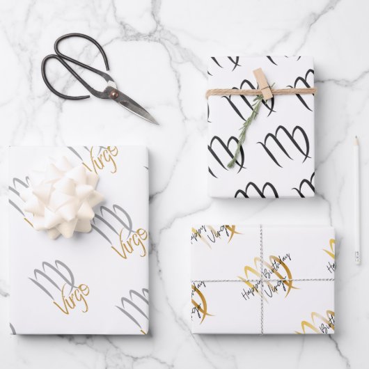 Feuille De Papier Cadeau Anniversaire de Virgo (Recto)